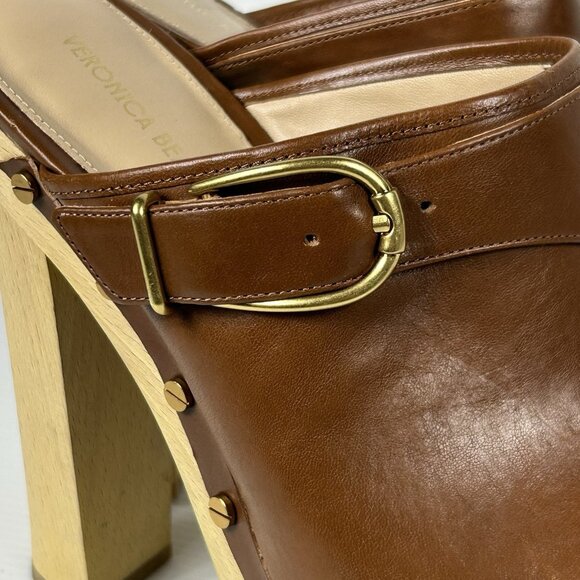 Veronica Beard Alek Womens Size 10 M Platform Clog Mule Brown Boho Chunky Retro - Picture 16 of 16